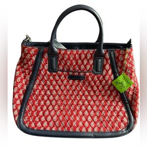 Vera Bradley Trapeze Tote in Petite Red Bandana Paisley